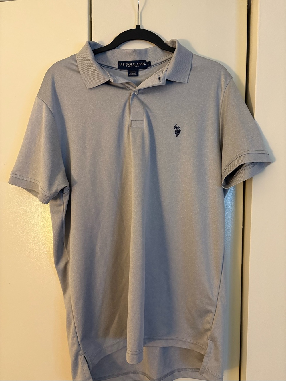 Men’s U.S. Polo Assn. Light Gray Short-Sleeve Polo with Navy Logo